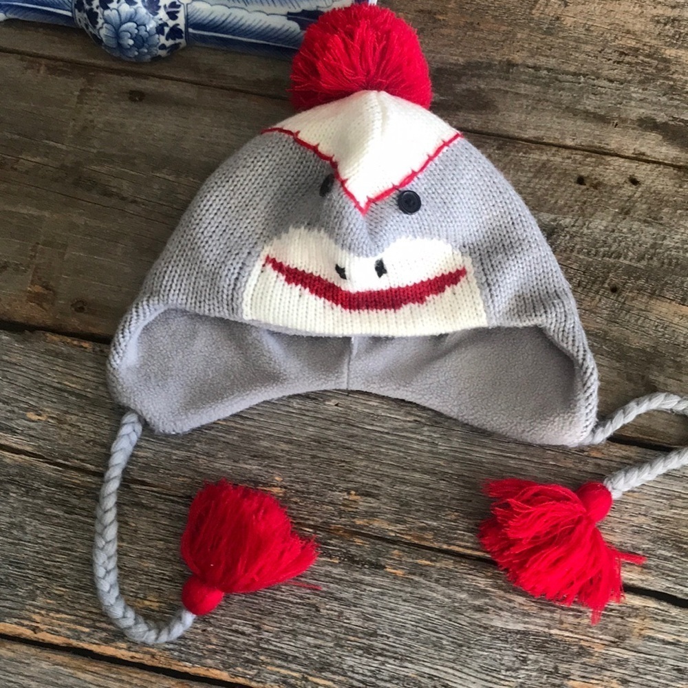 Sock Monkey Ear Flap Beanie With Tassels